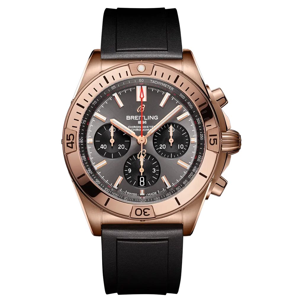 Breitling Chronomat B01 42 Anthracite 42mm Rose Gold Mens Watch