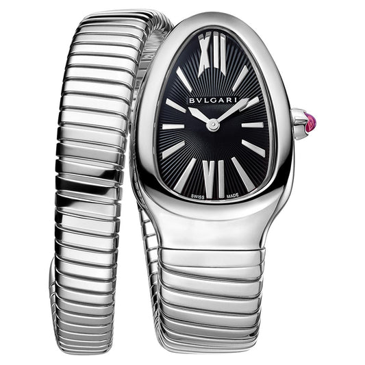 BVLGARI Serpenti Tubogas Black Dial 35mm Steel Ladies Watch