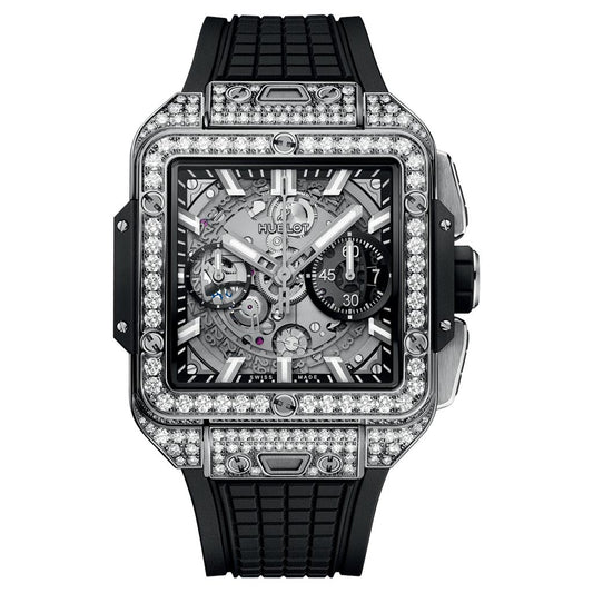 Hublot Square Bang Unico Titanium Pave 42mm Titanium Mens Watch